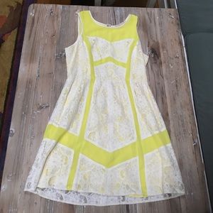 NWOT Anthropologie Lace Midi Dress • Yellow & White • Feminine Romantic-Look